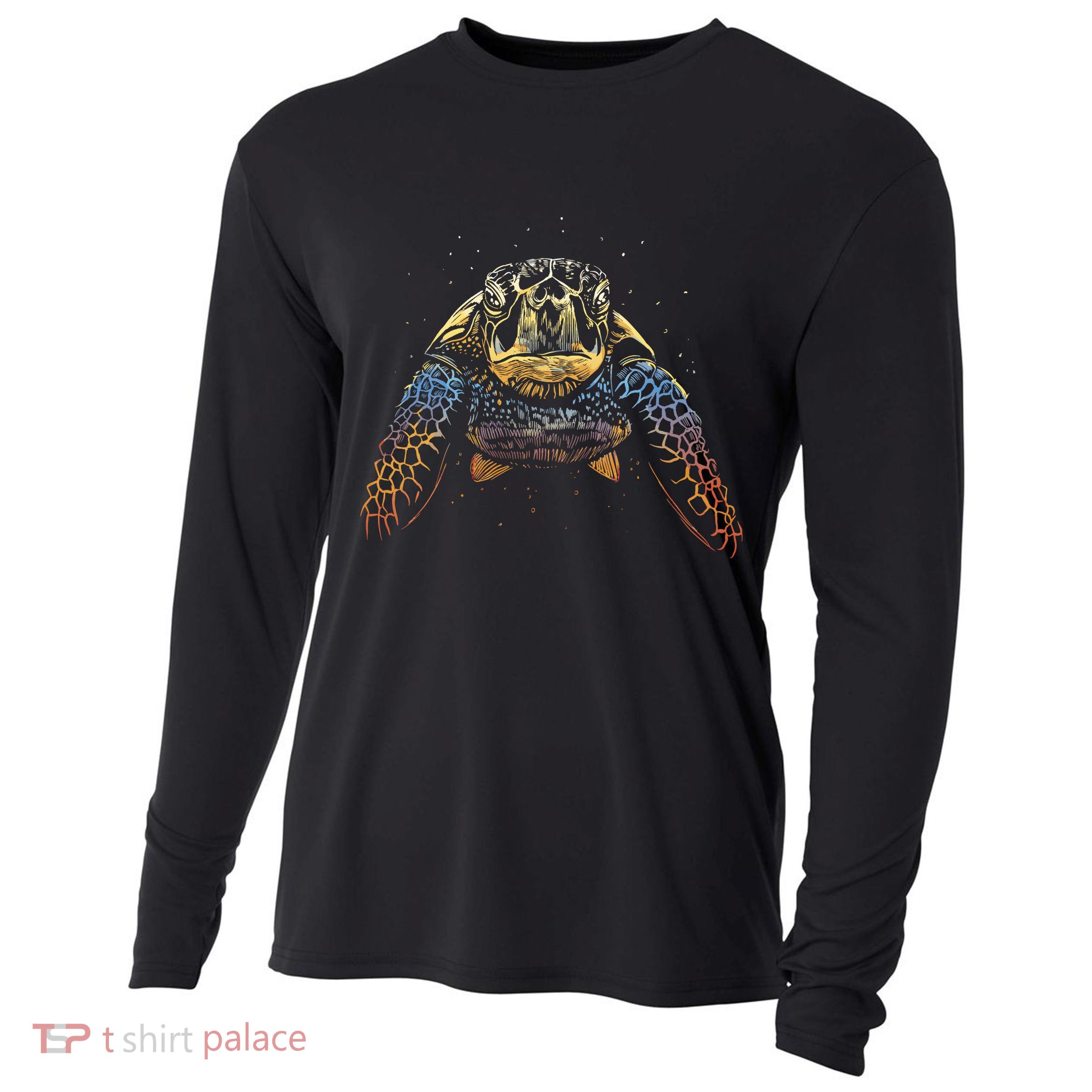 Colorful Turtle Sea Life Cooling Performance Long Sleeve Crew