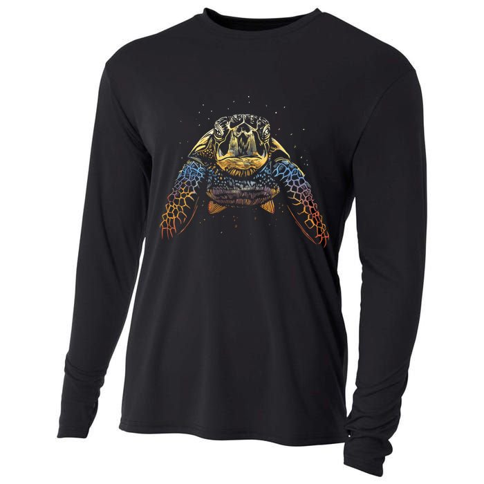 Colorful Turtle Sea Life Cooling Performance Long Sleeve Crew