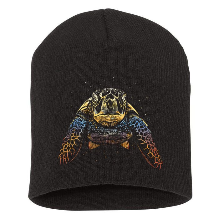 Colorful Turtle Sea Life Short Acrylic Beanie