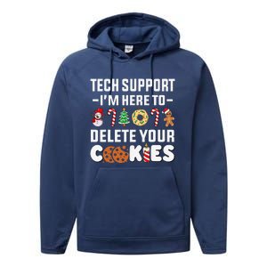 Christmas Tech Support Here To Delete Your Cookies Xmas Cool Performance Fleece Hoodie