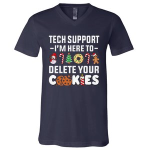 Christmas Tech Support Here To Delete Your Cookies Xmas Cool V-Neck T-Shirt