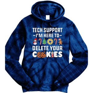 Christmas Tech Support Here To Delete Your Cookies Xmas Cool Tie Dye Hoodie