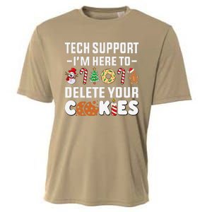 Christmas Tech Support Here To Delete Your Cookies Xmas Cool Cooling Performance Crew T-Shirt