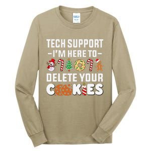 Christmas Tech Support Here To Delete Your Cookies Xmas Cool Tall Long Sleeve T-Shirt