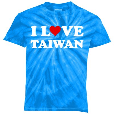 Country Travel Souvenir I Love Taiwan Gift Kids Tie-Dye T-Shirt