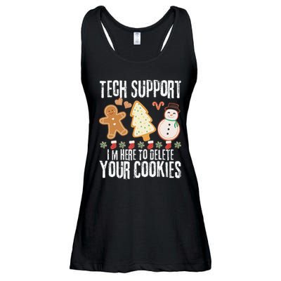 Christmas Tech Support Here To Delete Cookies Xmas Ladies Essential Flowy Tank
