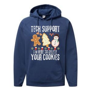 Christmas Tech Support Here To Delete Cookies Xmas Performance Fleece Hoodie