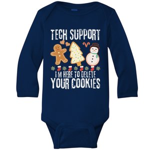 Christmas Tech Support Here To Delete Cookies Xmas Baby Long Sleeve Bodysuit