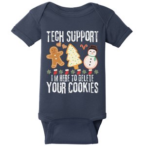 Christmas Tech Support Here To Delete Cookies Xmas Baby Bodysuit