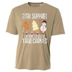 Christmas Tech Support Here To Delete Cookies Xmas Cooling Performance Crew T-Shirt