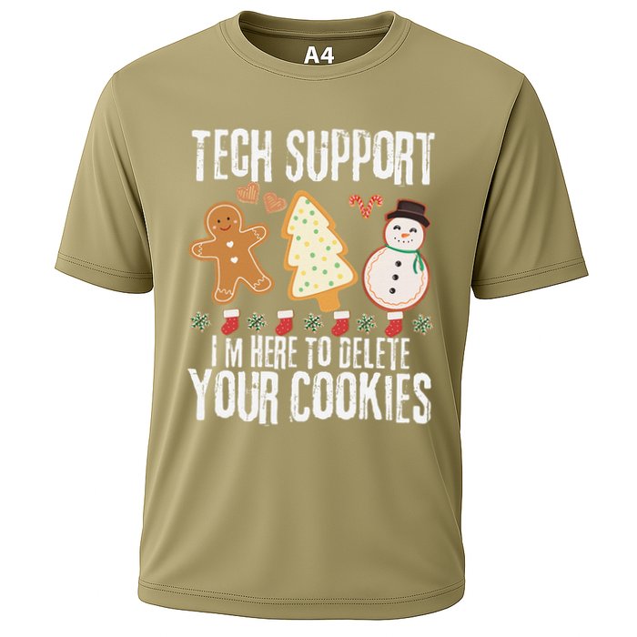 Christmas Tech Support Here To Delete Cookies Xmas Cooling Performance Crew T-Shirt