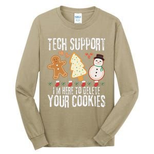 Christmas Tech Support Here To Delete Cookies Xmas Tall Long Sleeve T-Shirt