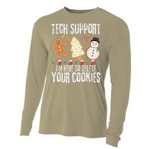 Christmas Tech Support Here To Delete Cookies Xmas Cooling Performance Long Sleeve Crew