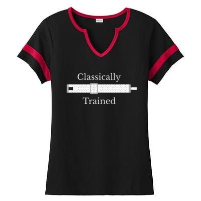 Classically Trained Slide Rule Mechanical Analog Calculator Ladies Halftime Notch Neck Tee