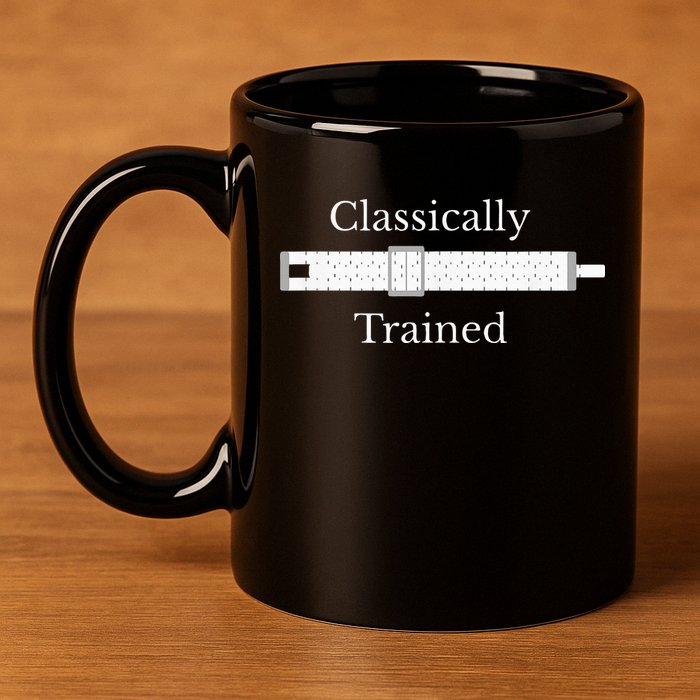 Classically Trained Slide Rule Mechanical Analog Calculator 11oz C Handle Ceramic Mug