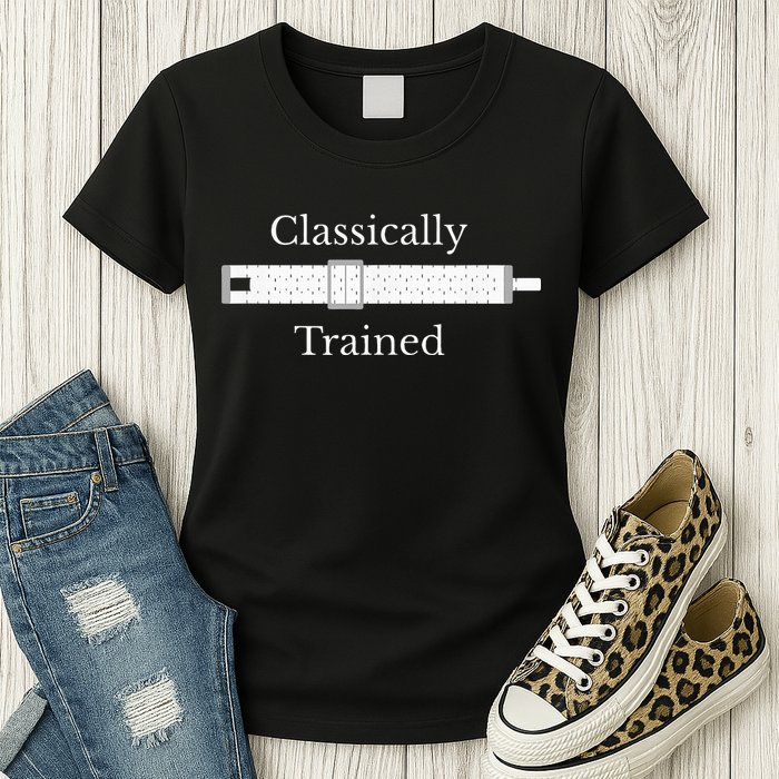 Classically Trained Slide Rule Mechanical Analog Calculator Womens T-Shirt