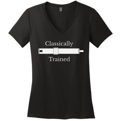 Classically Trained Slide Rule Mechanical Analog Calculator Women's V-Neck T-Shirt