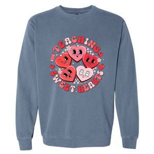 Cute Teaching Sweethearts Candy Heart Valentines Day Teacher Garment-Dyed Sweatshirt