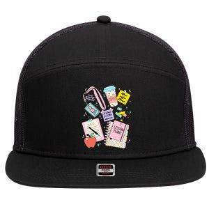 Cute Teacher Stuff School Life 7 Panel Mesh Trucker Snapback Hat