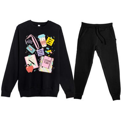 Cute Teacher Stuff School Life Premium Crewneck Sweatsuit Set