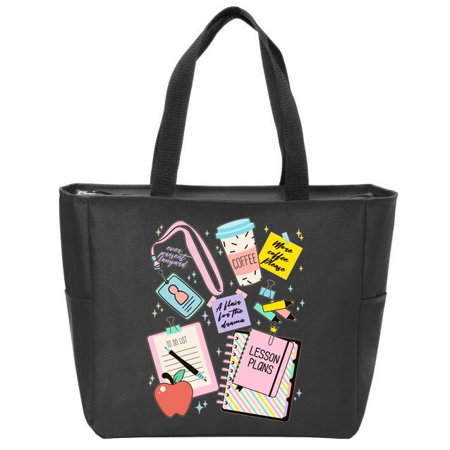 Cute Teacher Stuff School Life Zip Tote Bag