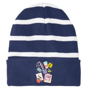 Cute Teacher Stuff School Life Striped Beanie with Solid Band