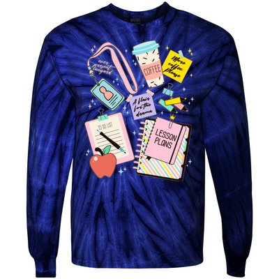 Cute Teacher Stuff School Life Tie-Dye Long Sleeve Shirt