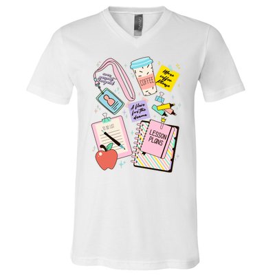 Cute Teacher Stuff School Life V-Neck T-Shirt