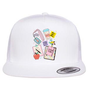 Cute Teacher Stuff School Life Flat Bill Trucker Hat