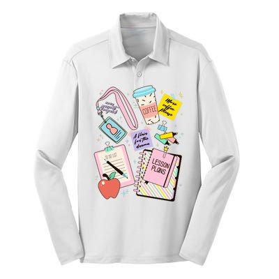 Cute Teacher Stuff School Life Silk Touch Performance Long Sleeve Polo