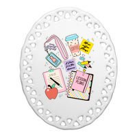 Cute Teacher Stuff School Life Ceramic Oval Ornament