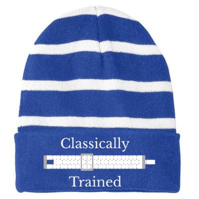 Classically Trained Slide Rule Mechanical Analog Calculator Meaningful Gift Striped Beanie with Solid Band