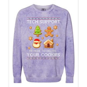 Christmas Tech Support Here To Delete Cookies Ugly Sweater Colorblast Crewneck Sweatshirt