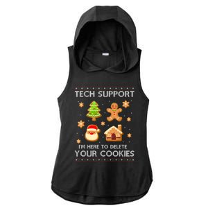 Christmas Tech Support Here To Delete Cookies Ugly Sweater Ladies PosiCharge Tri-Blend Wicking Draft Hoodie Tank