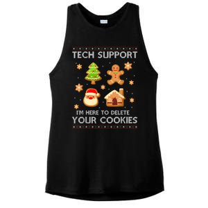 Christmas Tech Support Here To Delete Cookies Ugly Sweater Ladies PosiCharge Tri-Blend Wicking Tank