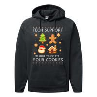 Christmas Tech Support Here To Delete Cookies Ugly Sweater Performance Fleece Hoodie