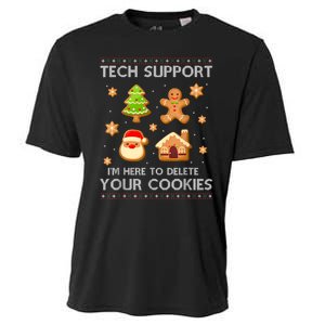 Christmas Tech Support Here To Delete Cookies Ugly Sweater Cooling Performance Crew T-Shirt