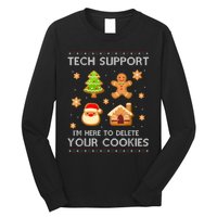 Christmas Tech Support Here To Delete Cookies Ugly Sweater Long Sleeve Shirt