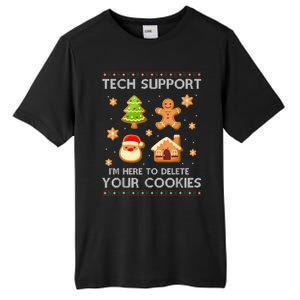 Christmas Tech Support Here To Delete Cookies Ugly Sweater Tall Fusion ChromaSoft Performance T-Shirt