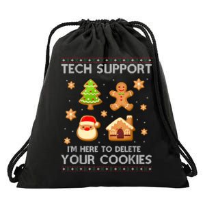 Christmas Tech Support Here To Delete Cookies Ugly Sweater Drawstring Bag