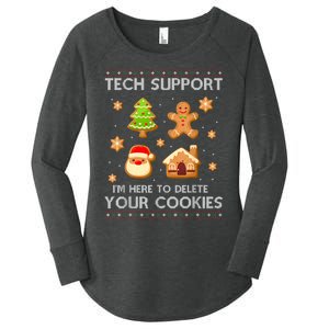 Christmas Tech Support Here To Delete Cookies Ugly Sweater Women's Perfect Tri Tunic Long Sleeve Shirt