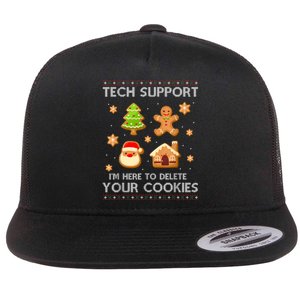 Christmas Tech Support Here To Delete Cookies Ugly Sweater Flat Bill Trucker Hat