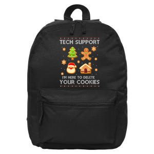 Christmas Tech Support Here To Delete Cookies Ugly Sweater 16 in Basic Backpack