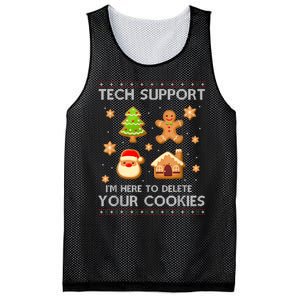 Christmas Tech Support Here To Delete Cookies Ugly Sweater Mesh Reversible Basketball Jersey Tank