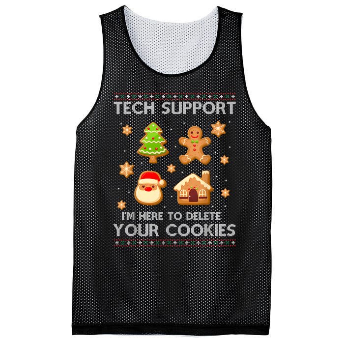 Christmas Tech Support Here To Delete Cookies Ugly Sweater Mesh Reversible Basketball Jersey Tank