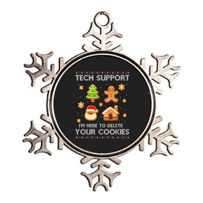 Christmas Tech Support Here To Delete Cookies Ugly Sweater Metallic Star Ornament