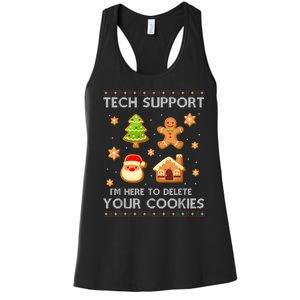 Christmas Tech Support Here To Delete Cookies Ugly Sweater Women's Racerback Tank