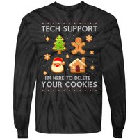 Christmas Tech Support Here To Delete Cookies Ugly Sweater Tie-Dye Long Sleeve Shirt