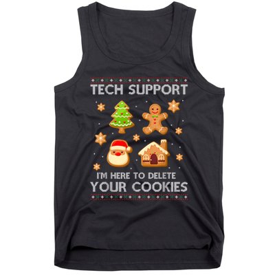 Christmas Tech Support Here To Delete Cookies Ugly Sweater Tank Top