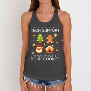 Christmas Tech Support Here To Delete Cookies Ugly Sweater Women's Knotted Racerback Tank